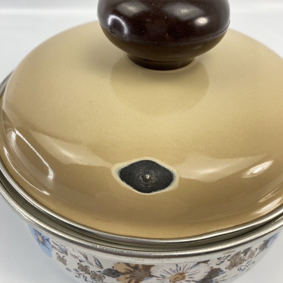 Saucepan 1.5 Quart With Lid Crowning Fashion Spring Bouquet Pattern Vintage Flaw - Picture 4 of 14